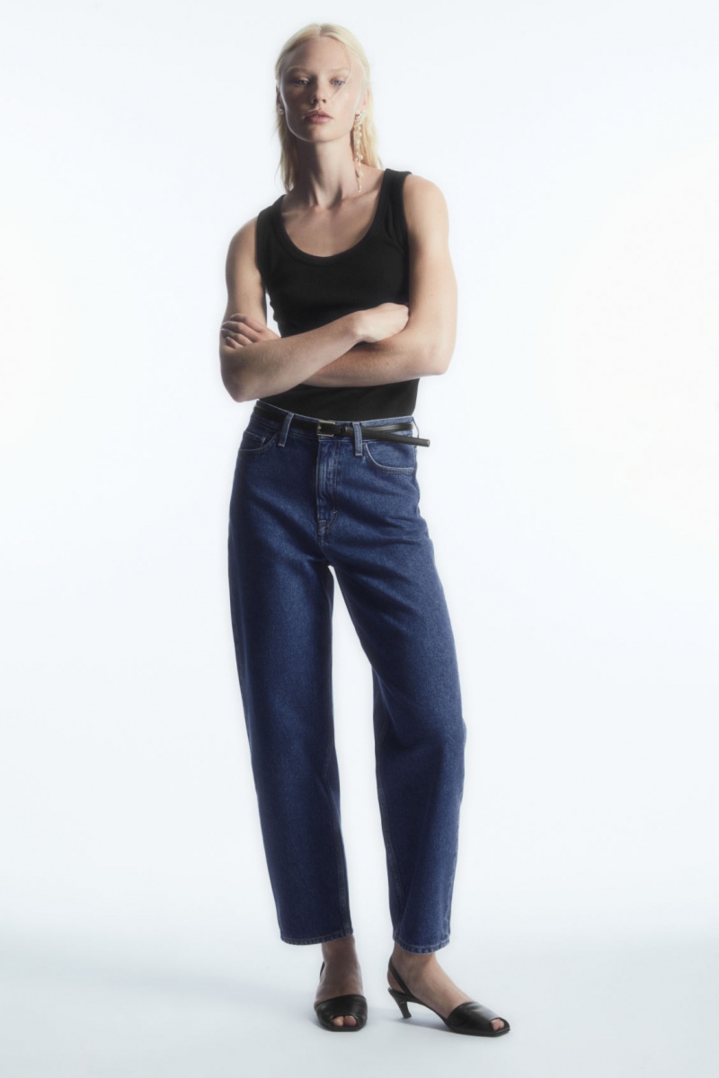 Dámské Džíny COS Arch Tapered Tmavě Blankyt | BPTZ-56347