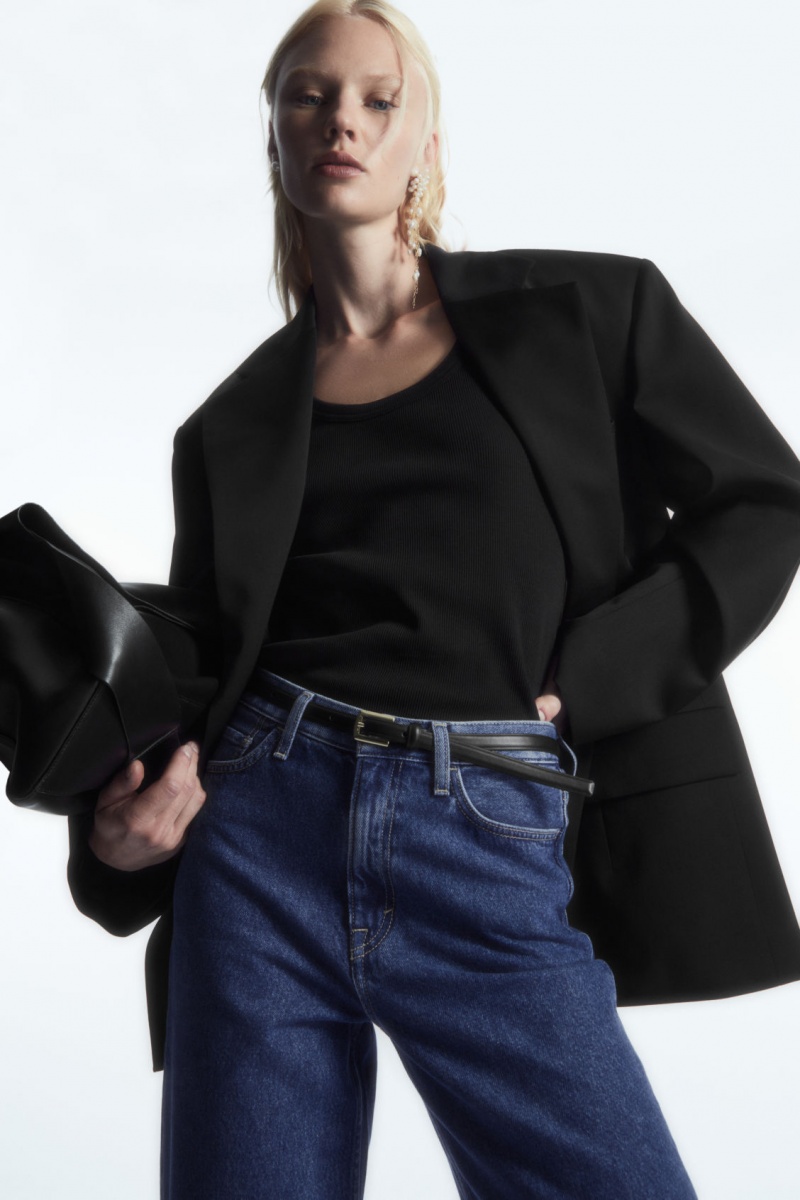 Dámské Džíny COS Arch Tapered Tmavě Blankyt | BPTZ-56347