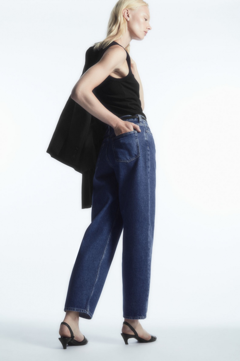 Dámské Džíny COS Arch Tapered Tmavě Blankyt | BPTZ-56347