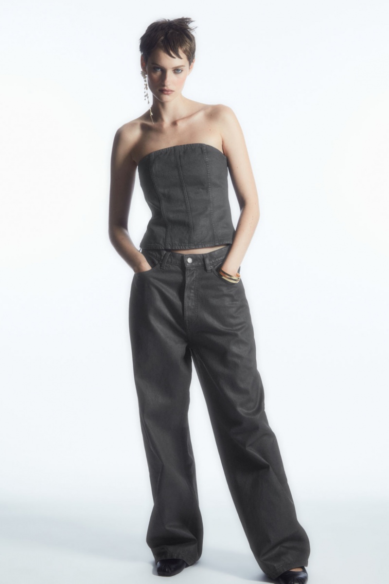 Dámské Džíny COS Volume Coated-Denim Široké Černé | XHVT-26875