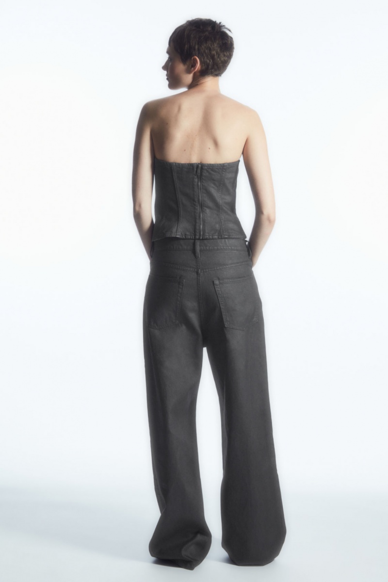 Dámské Džíny COS Volume Coated-Denim Široké Černé | XHVT-26875