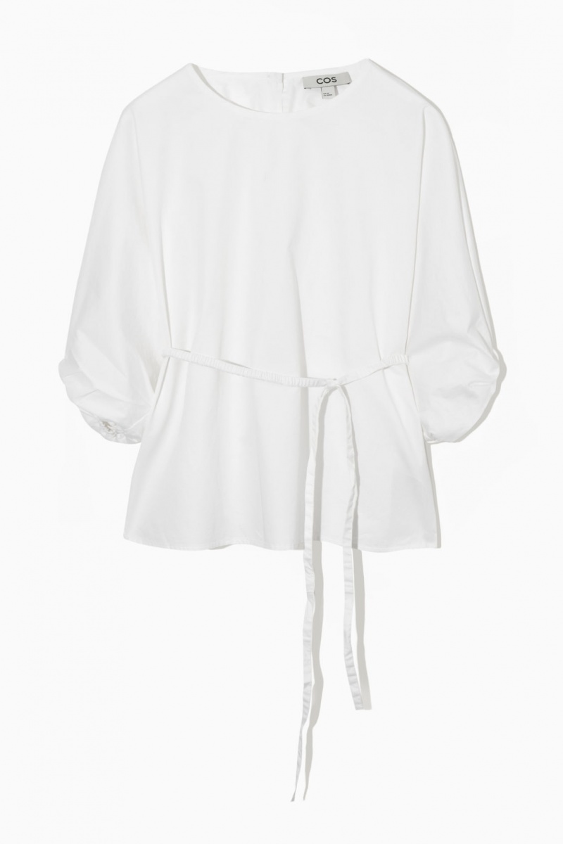 Dámské Halenka COS Belted Puff-Sleeve Bílé | TUON-43152