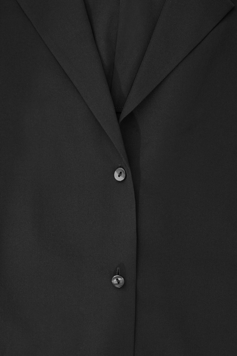 Dámské Halenka COS Bez Rukávů Camp-Collar Pure Silk Černé | XBKH-25134