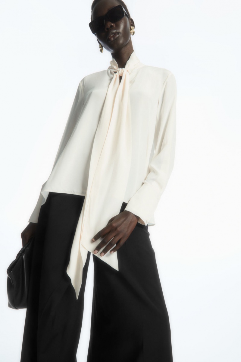 Dámské Halenka COS Bow Voile Bílé | YUWV-85403