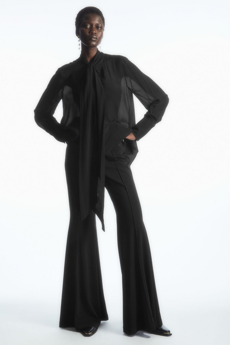 Dámské Halenka COS Bow Voile Černé | AYZP-38194