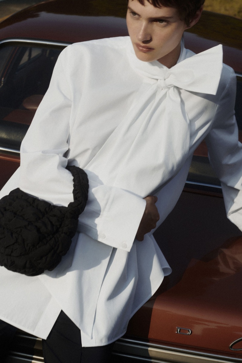 Dámské Halenka COS Oversized Bow-Detail Bílé | BUEZ-94180
