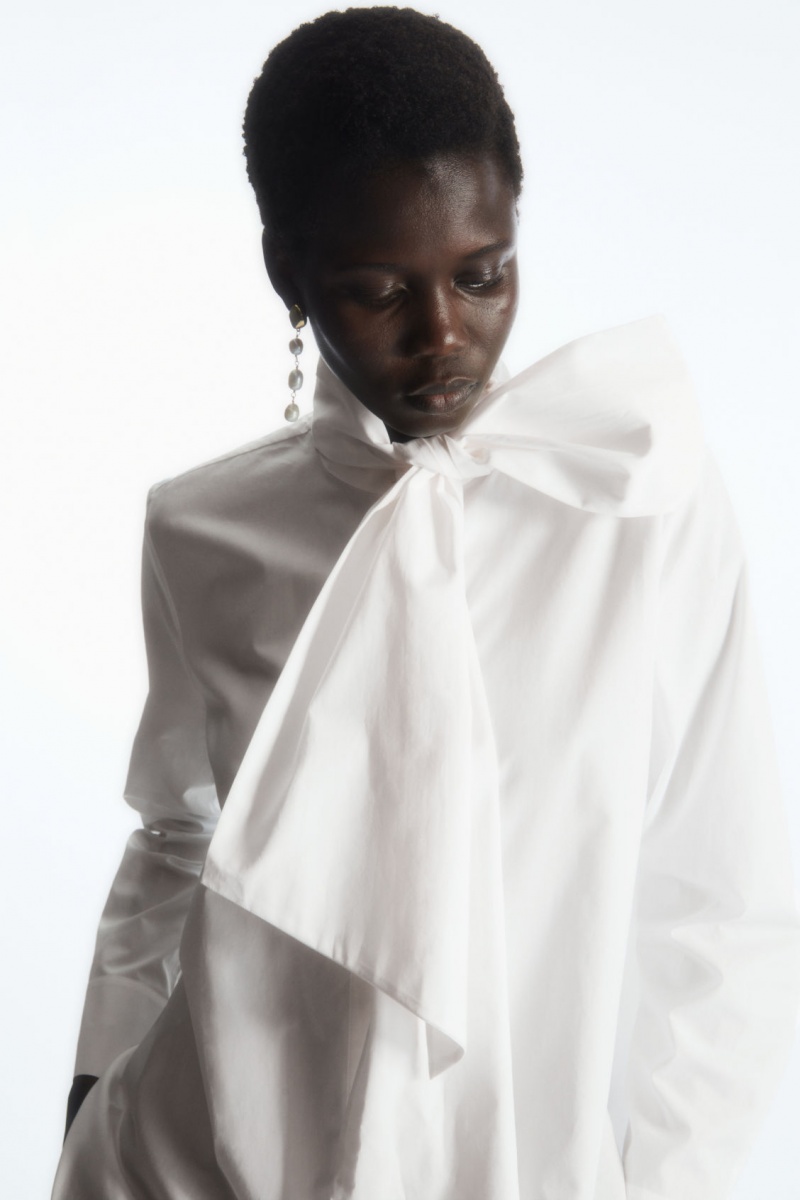 Dámské Halenka COS Oversized Bow-Detail Bílé | BUEZ-94180