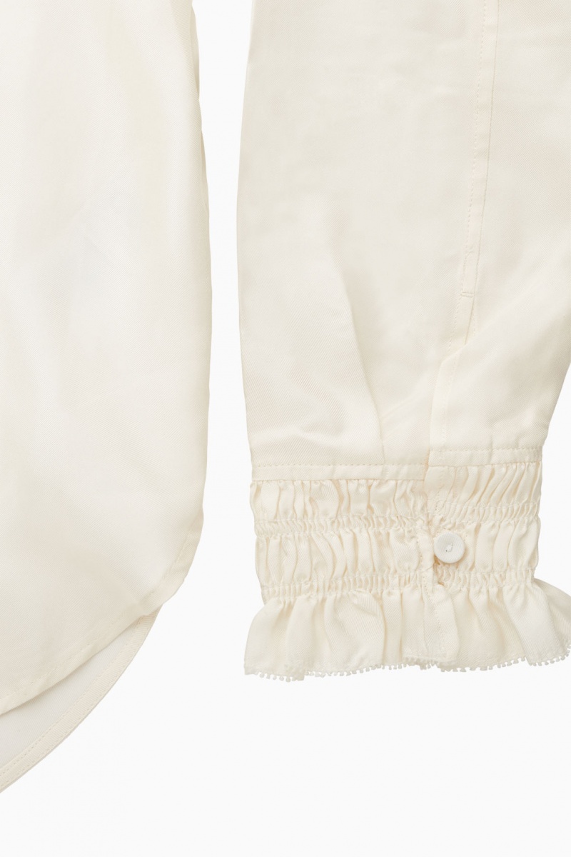 Dámské Halenka COS Ruffled Mulberry Silk Bílé | RTHK-36497