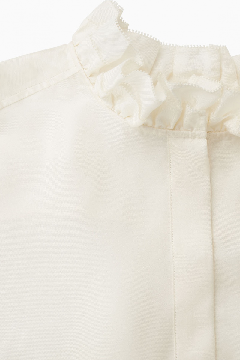 Dámské Halenka COS Ruffled Mulberry Silk Bílé | RTHK-36497