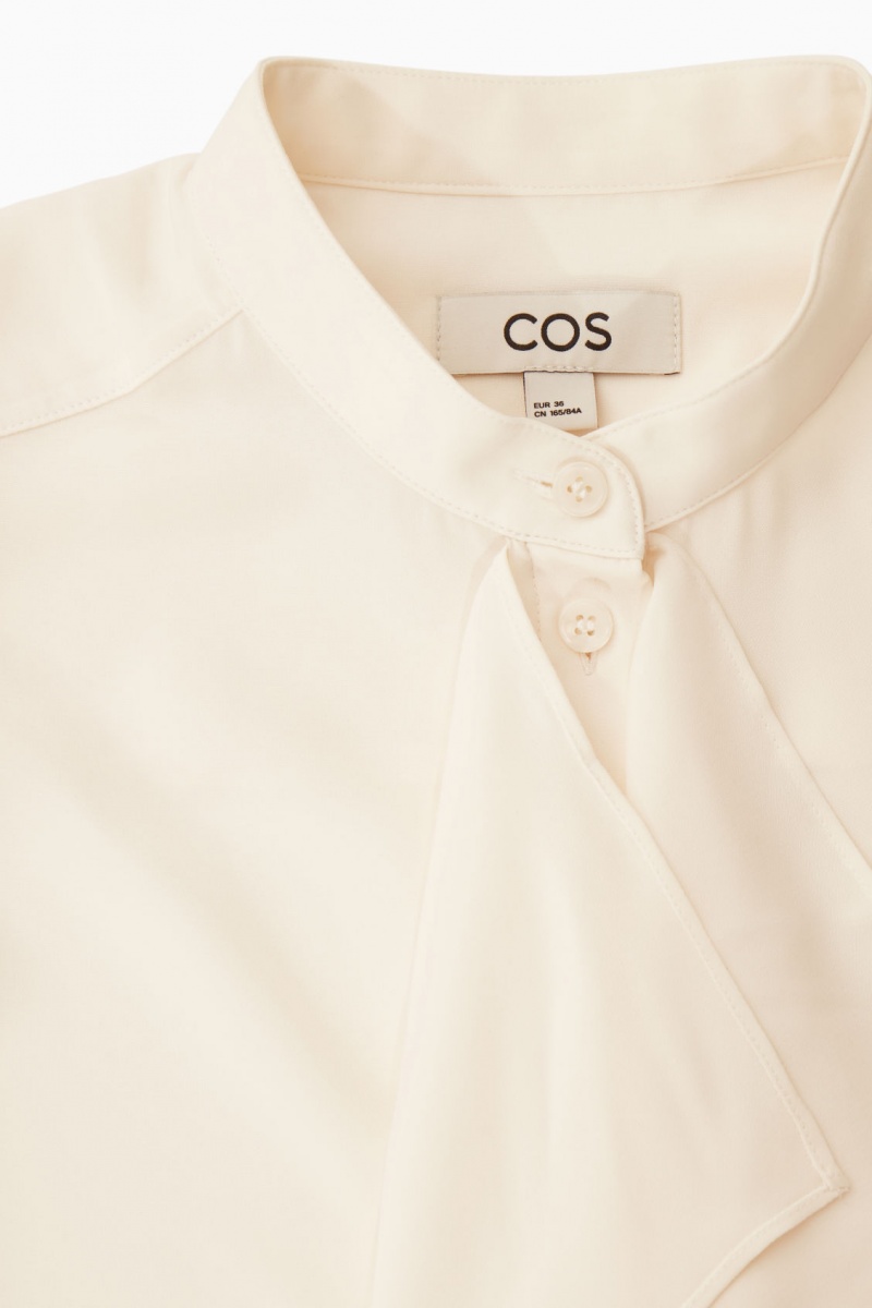 Dámské Halenka COS Ruffled Stand-Collar Bílé | ZHIN-69384