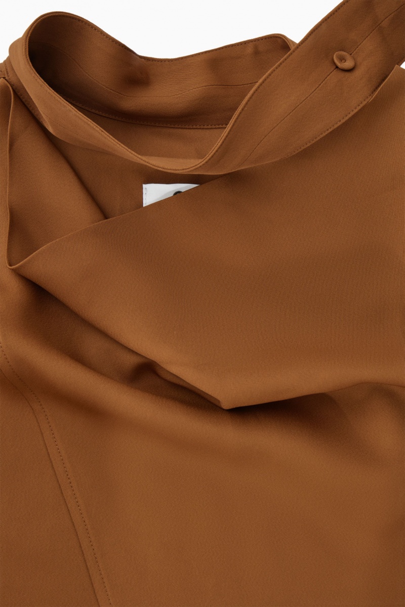 Dámské Halenka COS Scarf-Detail Cutout Hnědé | PXYH-43865