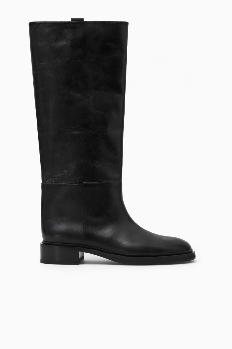 Dámské Jezdecké Boty COS Læder Černé | QCBX-74630