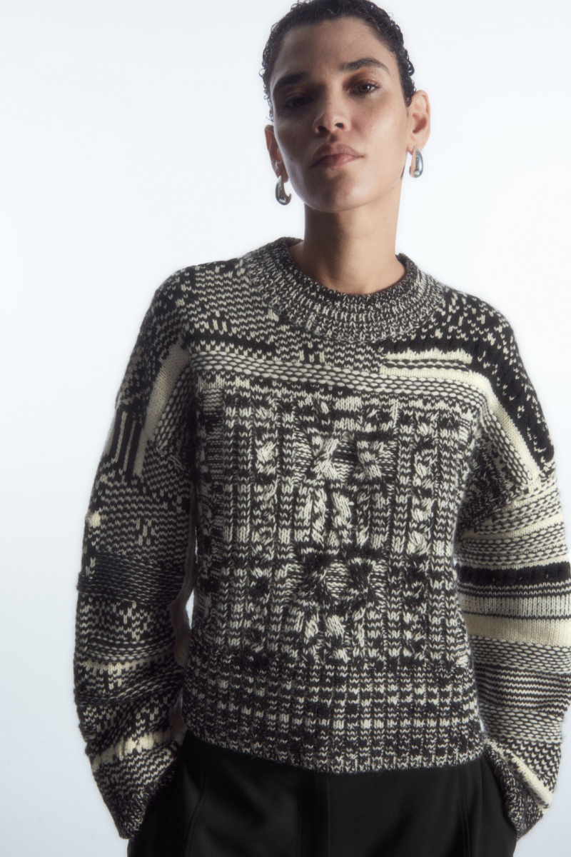 Dámské Jumpers COS Fair Isle Vlna And Cashmere Černé Bílé | ZWXO-93068