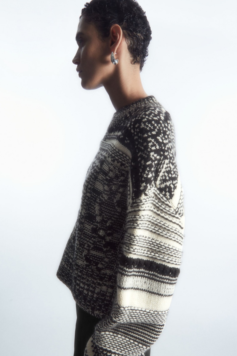 Dámské Jumpers COS Fair Isle Vlna And Cashmere Černé Bílé | ZWXO-93068