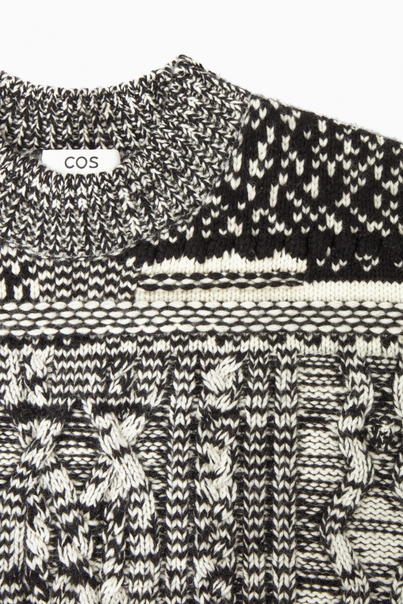 Dámské Jumpers COS Fair Isle Vlna And Cashmere Černé Bílé | ZWXO-93068