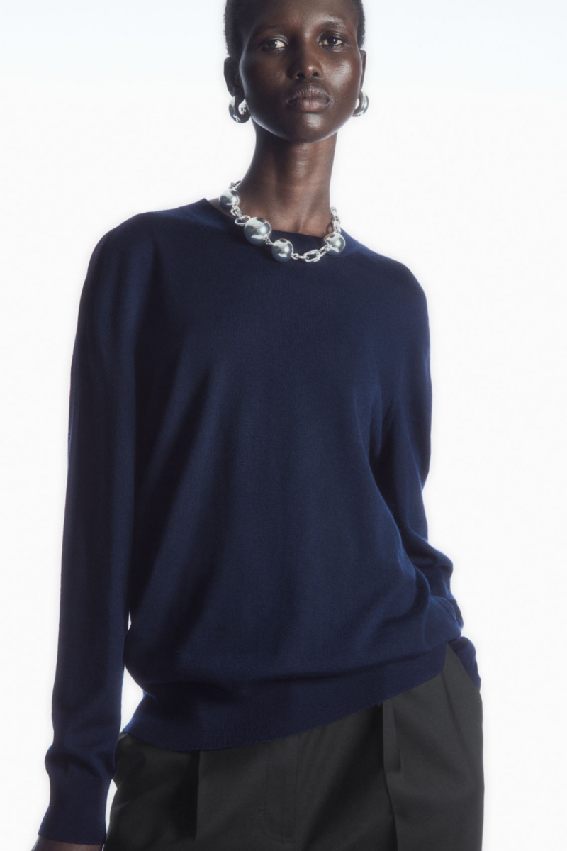 Dámské Jumpers COS Merino Vlna Tmavě Blankyt | DJMU-41029