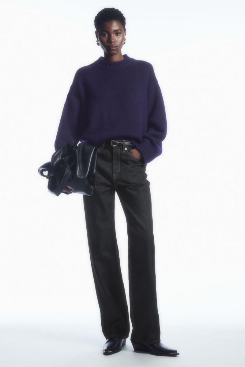 Dámské Jumpers COS Tlustý Pure Cashmere Crew-Neck Tmavě Blankyt | IDGL-24860