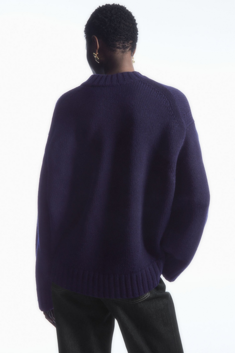 Dámské Jumpers COS Tlustý Pure Cashmere Crew-Neck Tmavě Blankyt | IDGL-24860