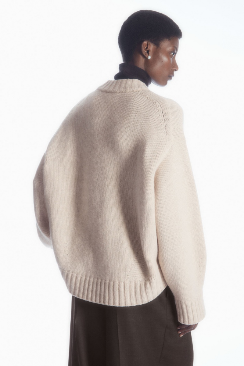 Dámské Jumpers COS Tlustý Pure Cashmere Crew-Neck Krém | FDYQ-21697