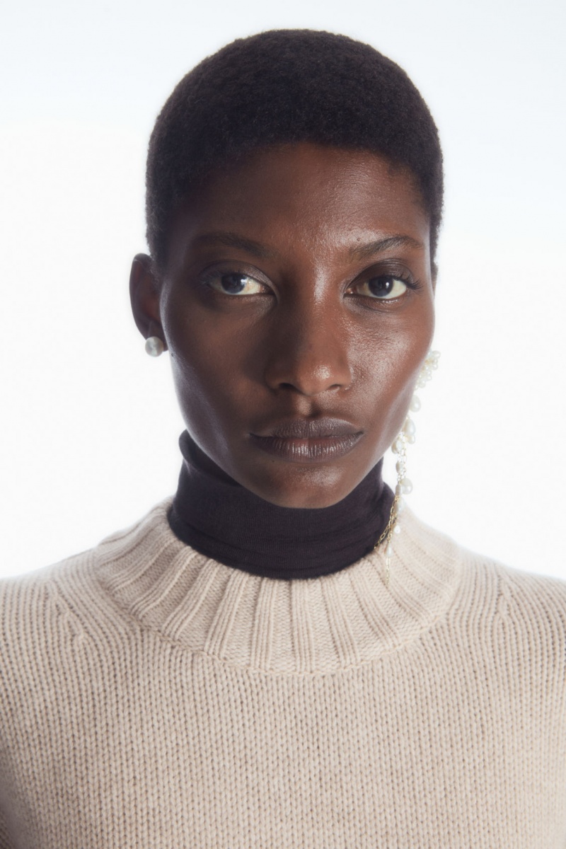 Dámské Jumpers COS Tlustý Pure Cashmere Crew-Neck Krém | FDYQ-21697
