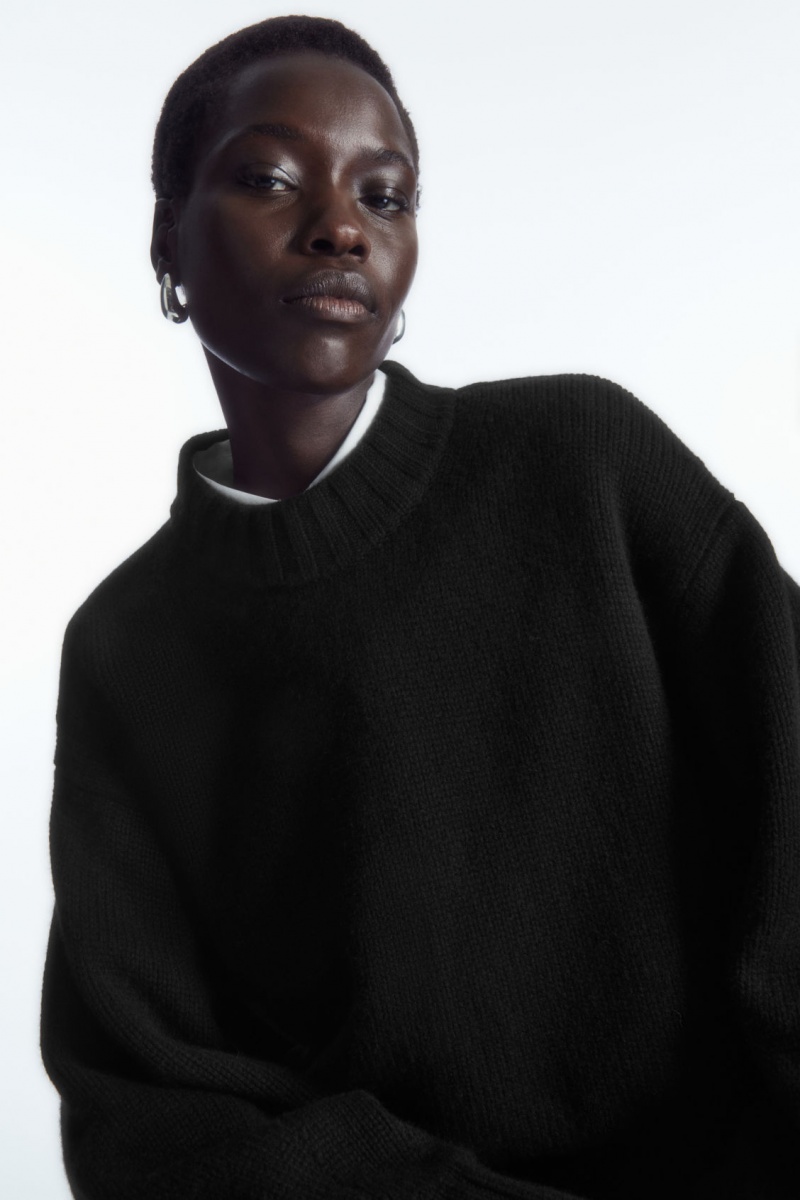 Dámské Jumpers COS Tlustý Pure Cashmere Crew-Neck Černé | HLZK-18692