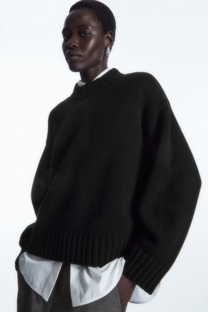 Dámské Jumpers COS Tlustý Pure Cashmere Crew-Neck Černé | HLZK-18692