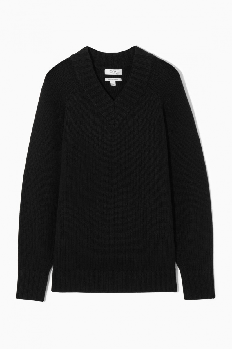 Dámské Jumpers COS Tlustý Pure Cashmere V-Neck Černé | VIOE-17268