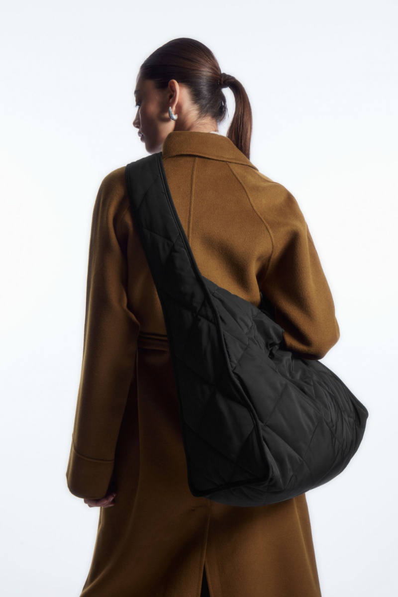 Dámské Kabelky Přes Rameno COS Oversized Diamond-Prošívaný Černé | VEIQ-37081