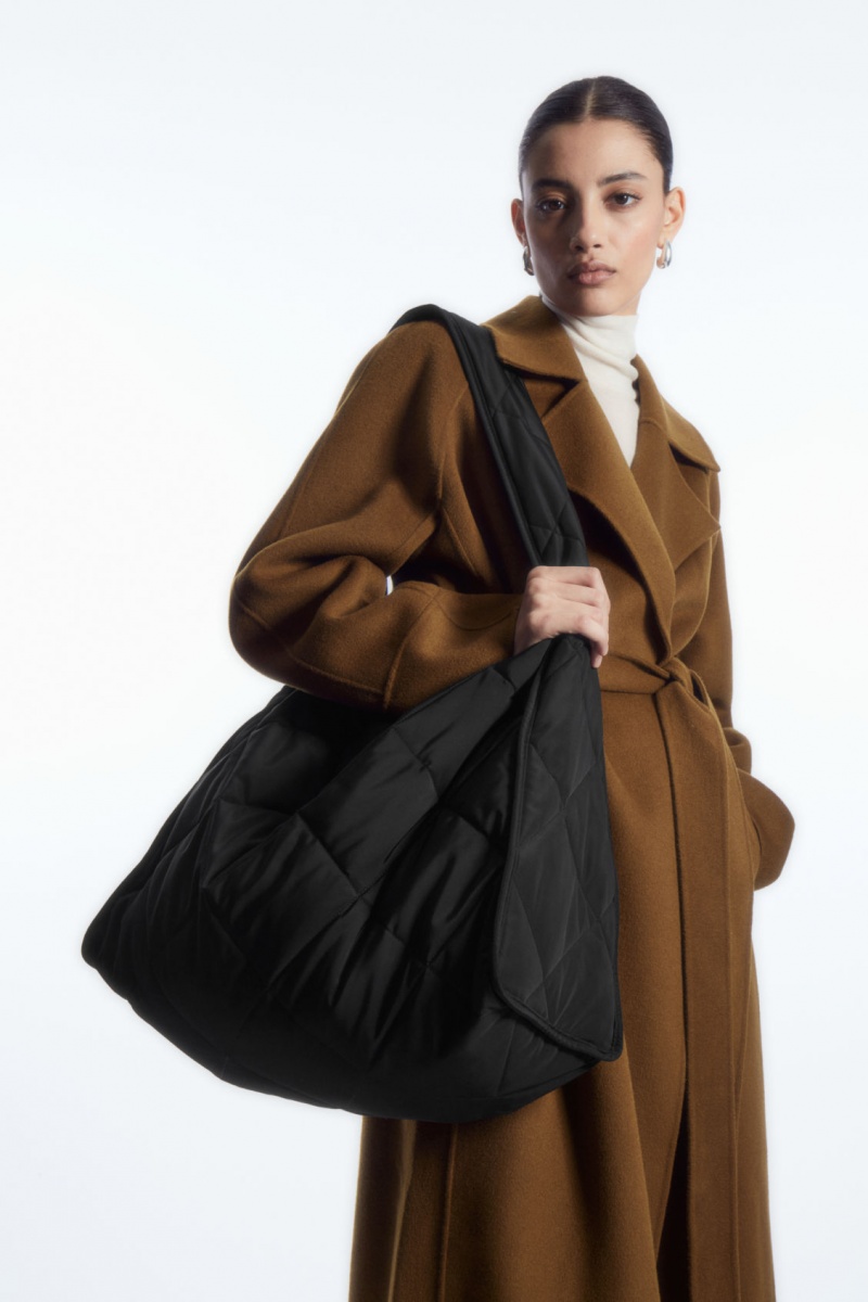 Dámské Kabelky Přes Rameno COS Oversized Diamond-Prošívaný Černé | VEIQ-37081