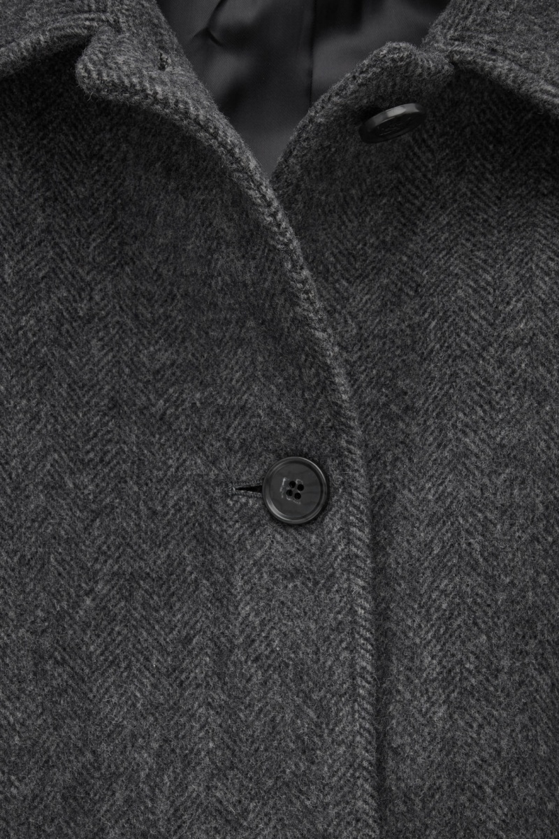 Dámské Kabáty COS Belted Herringbone Vlna Tmavě Šedé | NHME-10497