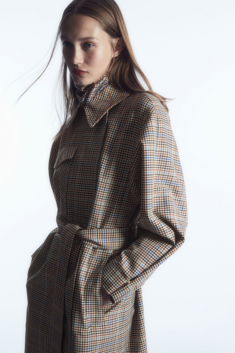 Dámské Kabáty COS Checked Utility Trench Viacfarebný | JEBV-26190