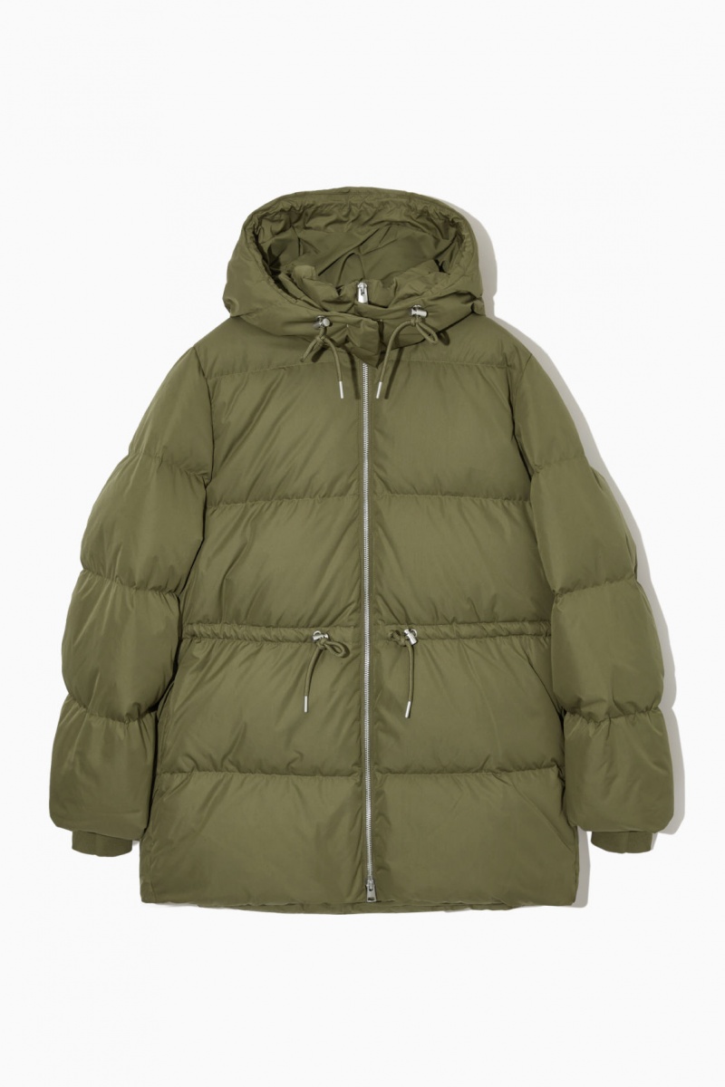 Dámské Kabáty COS Drawstring-Pasem Puffer Hnědožlutý Zelene | TIEK-86790