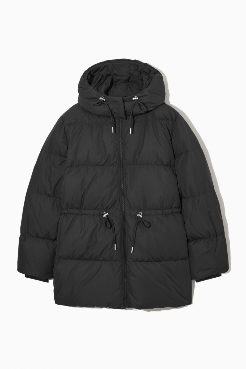 Dámské Kabáty COS Drawstring-Pasem Puffer Černé | CBOZ-43529