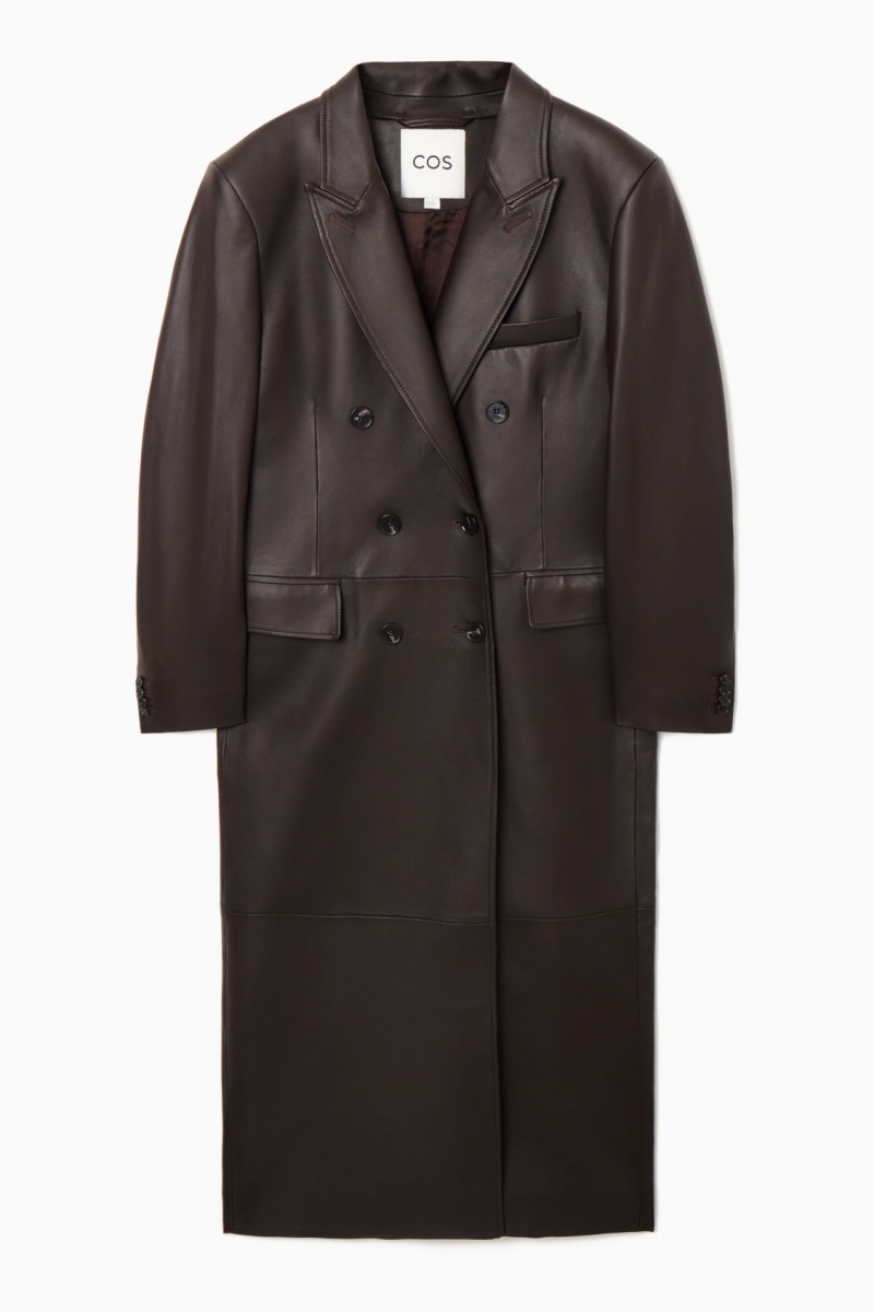 Dámské Kabáty COS Oversized Double-Breasted Læder Hnědé | RFEQ-34509