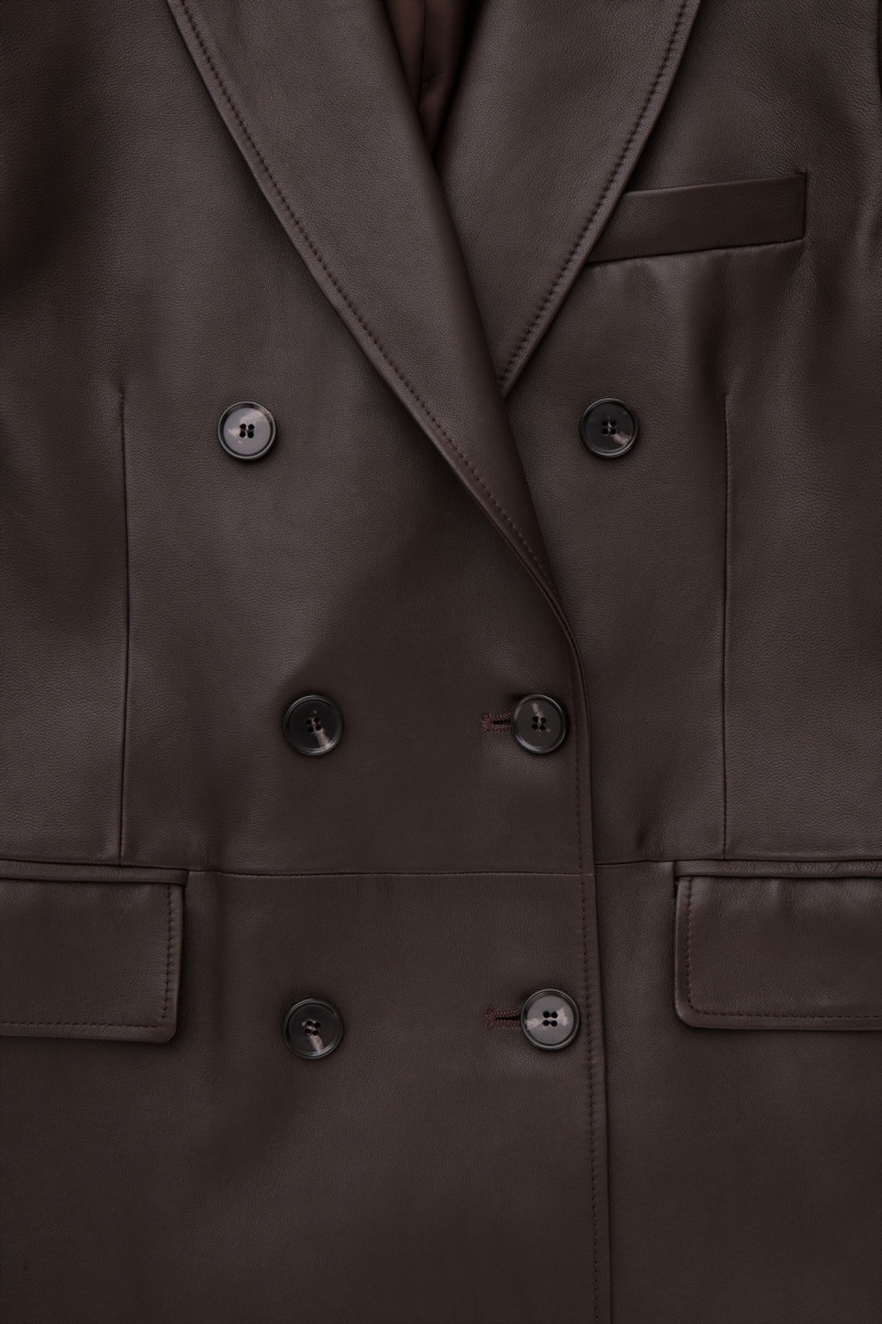 Dámské Kabáty COS Oversized Double-Breasted Læder Hnědé | RFEQ-34509