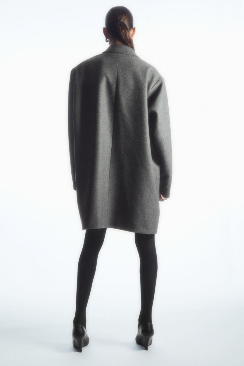 Dámské Kabáty COS Oversized Power-Shoulder Vlna Šedé | AKHX-09813