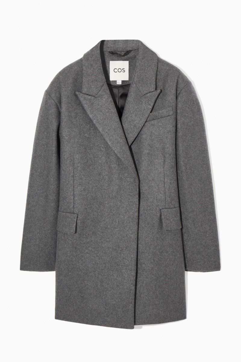 Dámské Kabáty COS Oversized Power-Shoulder Vlna Šedé | AKHX-09813