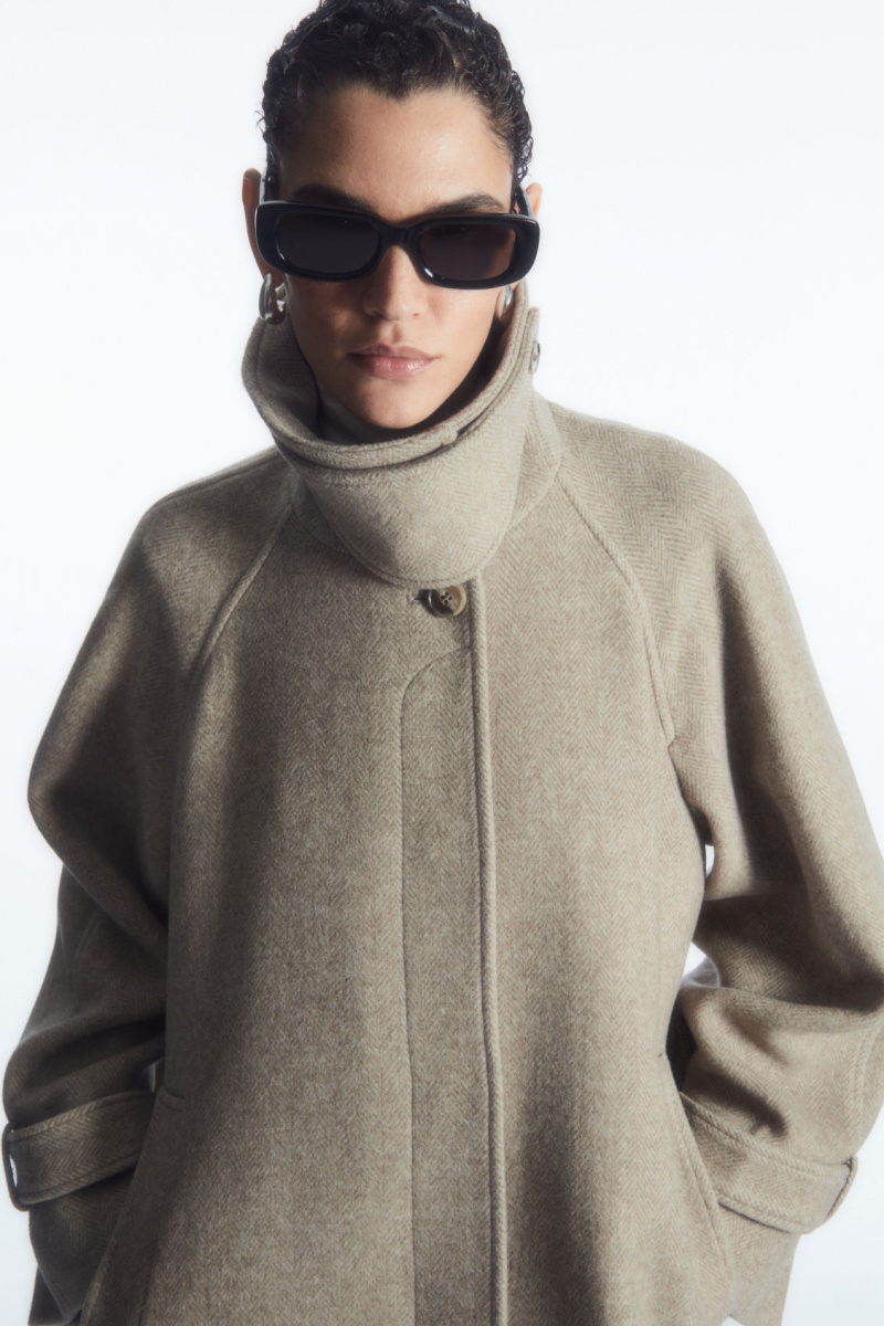Dámské Kabáty COS Oversized Rounded Vlna Béžový | CNTK-72564