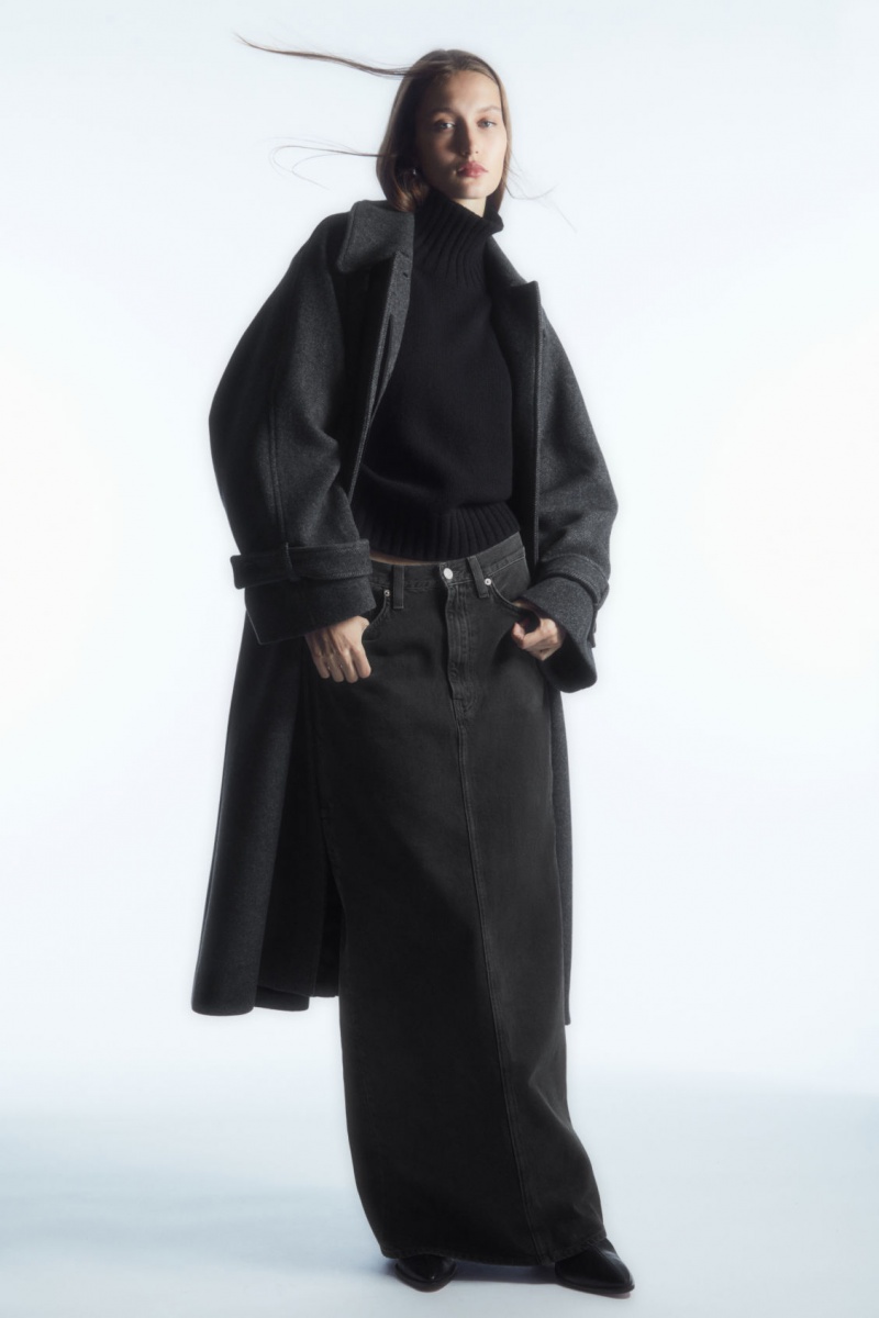 Dámské Kabáty COS Oversized Rounded Vlna Tmavě Šedé | TEDF-89751