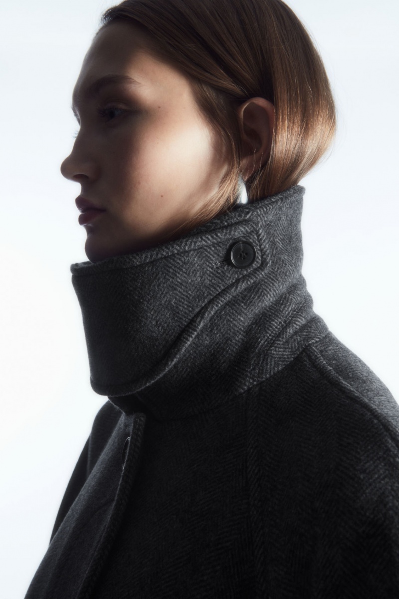 Dámské Kabáty COS Oversized Rounded Vlna Tmavě Šedé | TEDF-89751