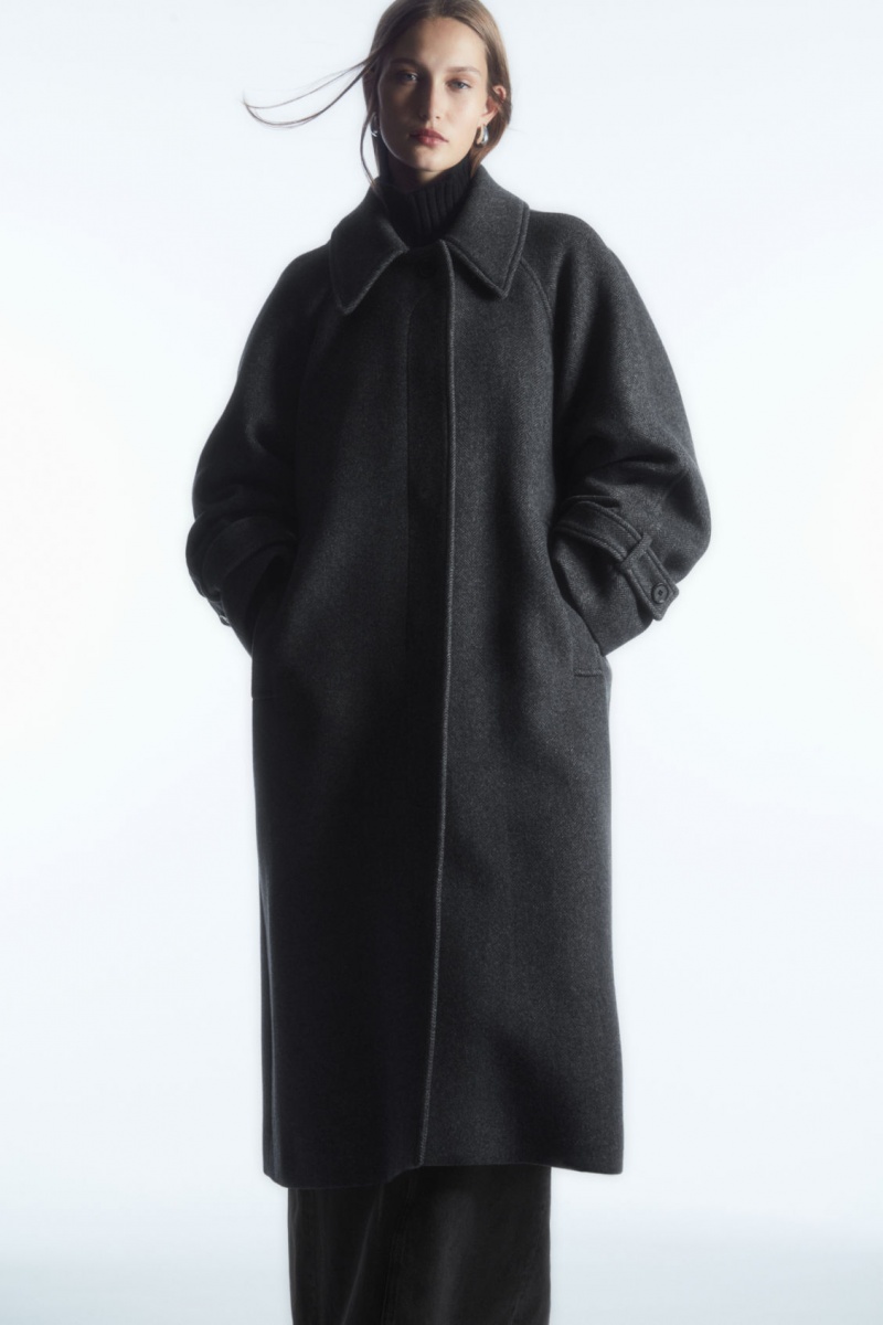 Dámské Kabáty COS Oversized Rounded Vlna Tmavě Šedé | TEDF-89751