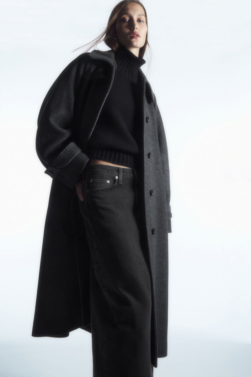 Dámské Kabáty COS Oversized Rounded Vlna Tmavě Šedé | TEDF-89751