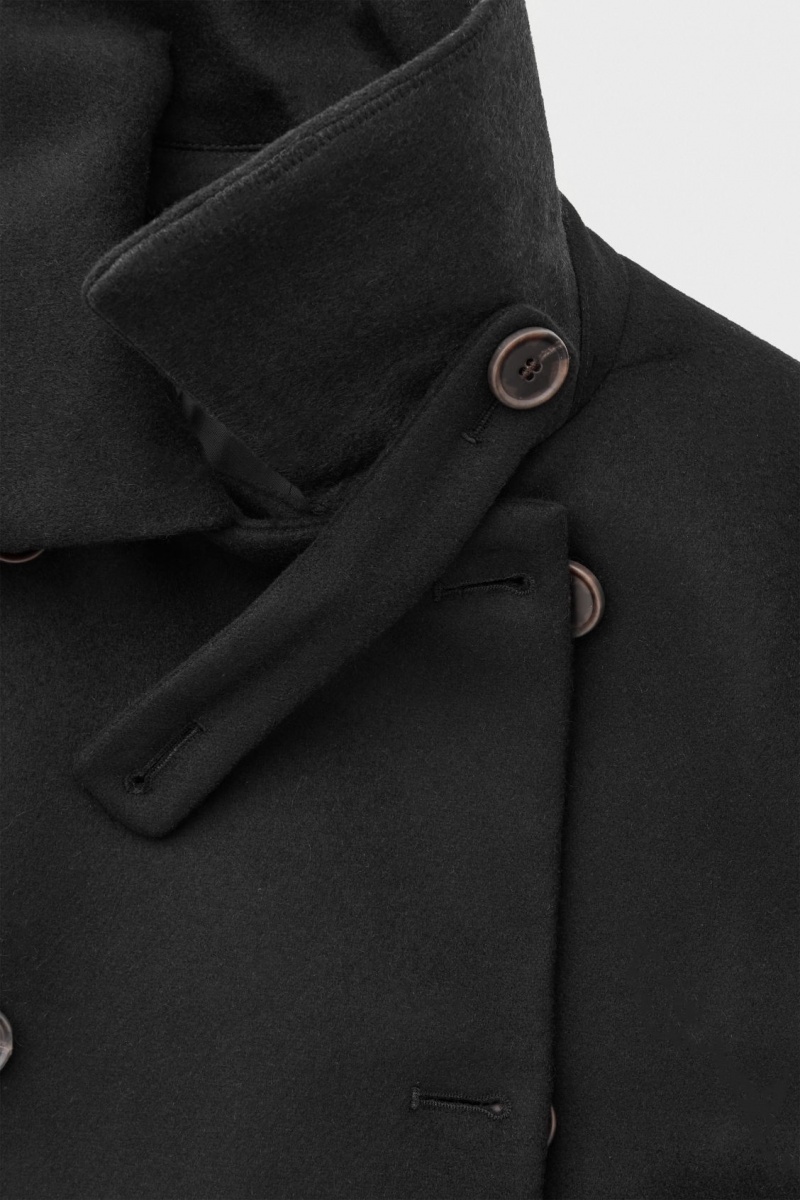 Dámské Kabáty COS The Recycled-Cashmere Trench Černé | XCER-61597