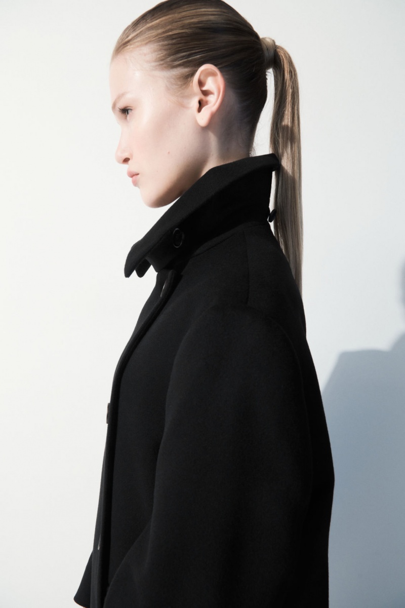 Dámské Kabáty COS The Recycled-Cashmere Trench Černé | XCER-61597