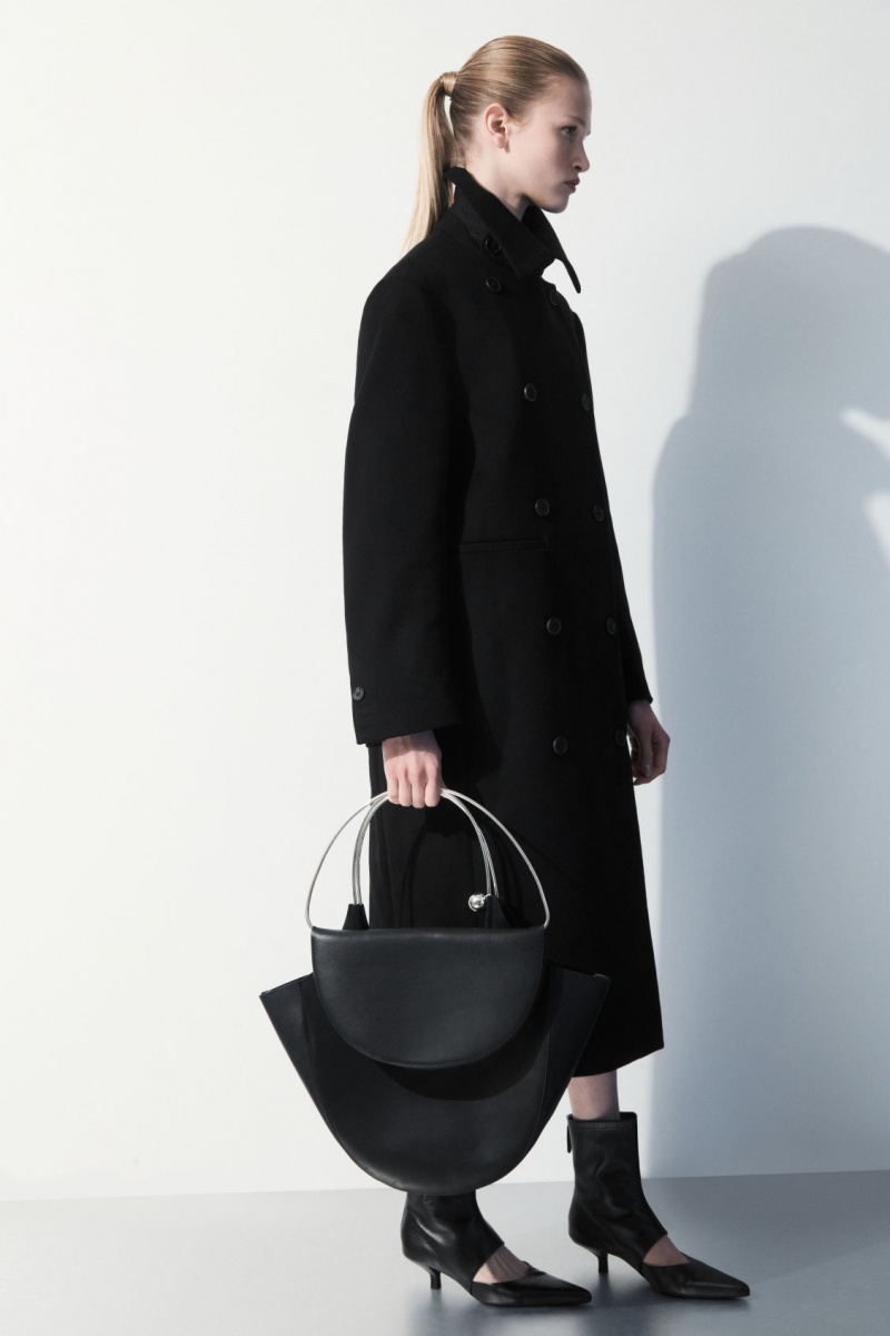 Dámské Kabáty COS The Recycled-Cashmere Trench Černé | XCER-61597