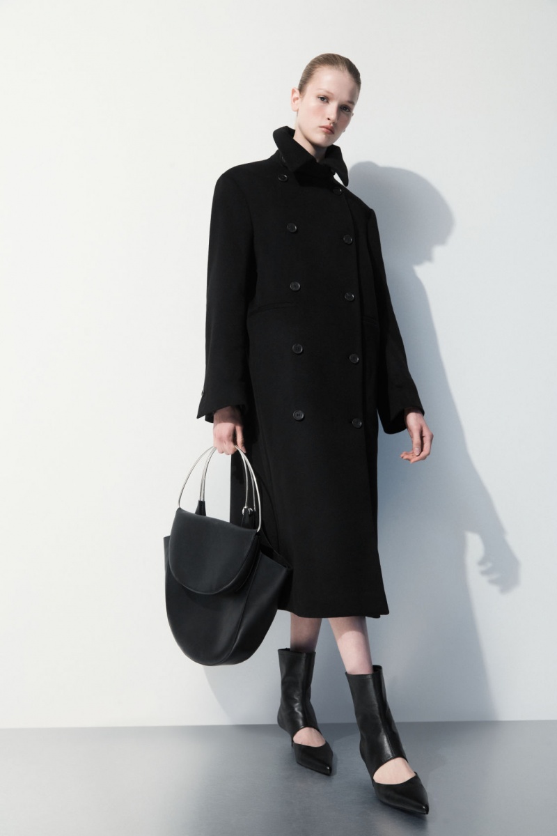 Dámské Kabáty COS The Recycled-Cashmere Trench Černé | XCER-61597