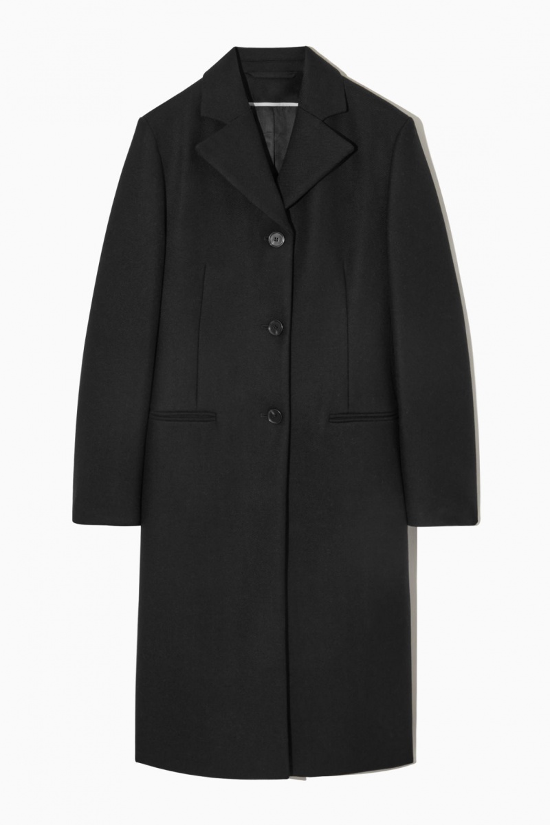 Dámské Kabáty COS Vlna-Blend Waisted Černé | CAVM-73529