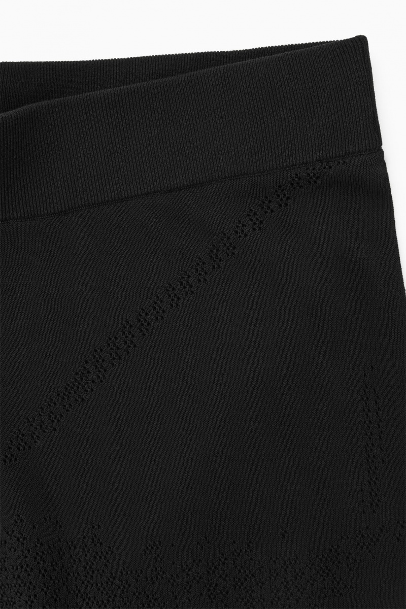 Dámské Kalhoty COS Botanical Pletené Široké-Leg Černé | UXRD-58697