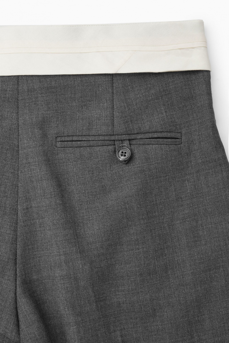 Dámské Kalhoty COS Deconstructed Široké-Leg Vlna Tmavě Šedé | KQFY-96284