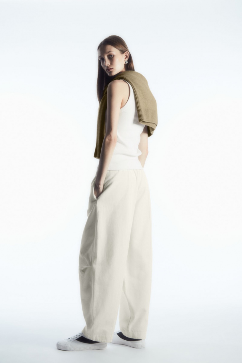Dámské Kalhoty COS Elasticated Barrel-Leg Bílé | CZUH-40615